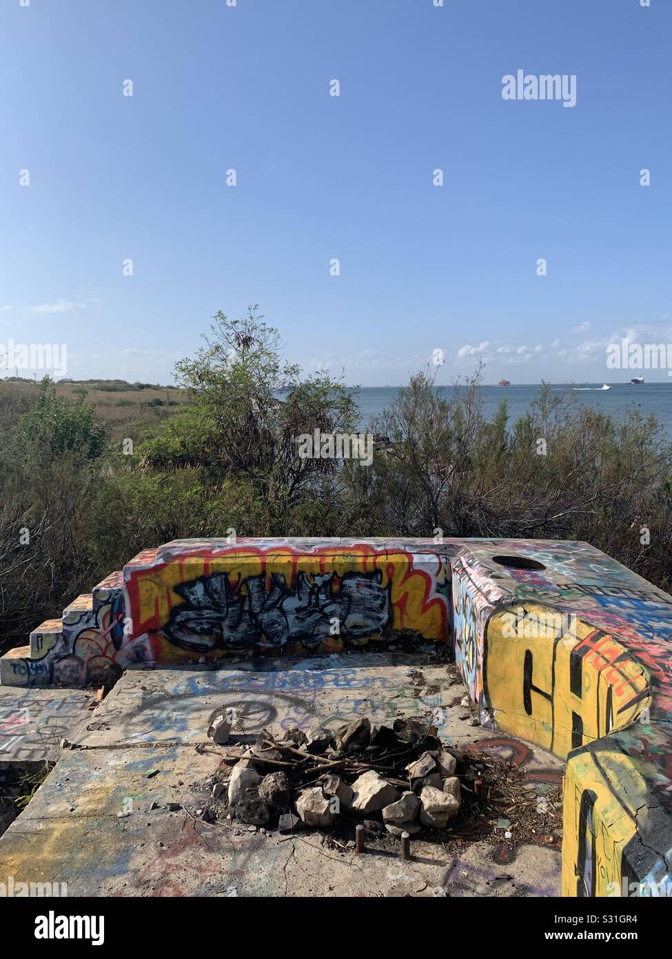 Galveston abandoned bunkers Stock Photo Alamy