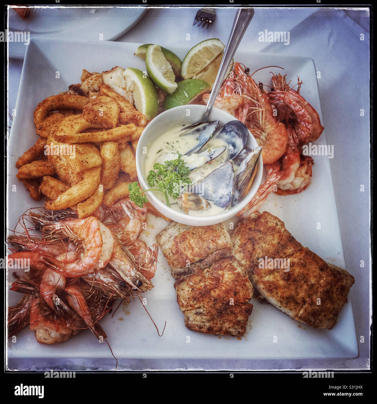 Seafood platter , Arniston Hotel, South Africa. - Smartphone Captured Stock Image