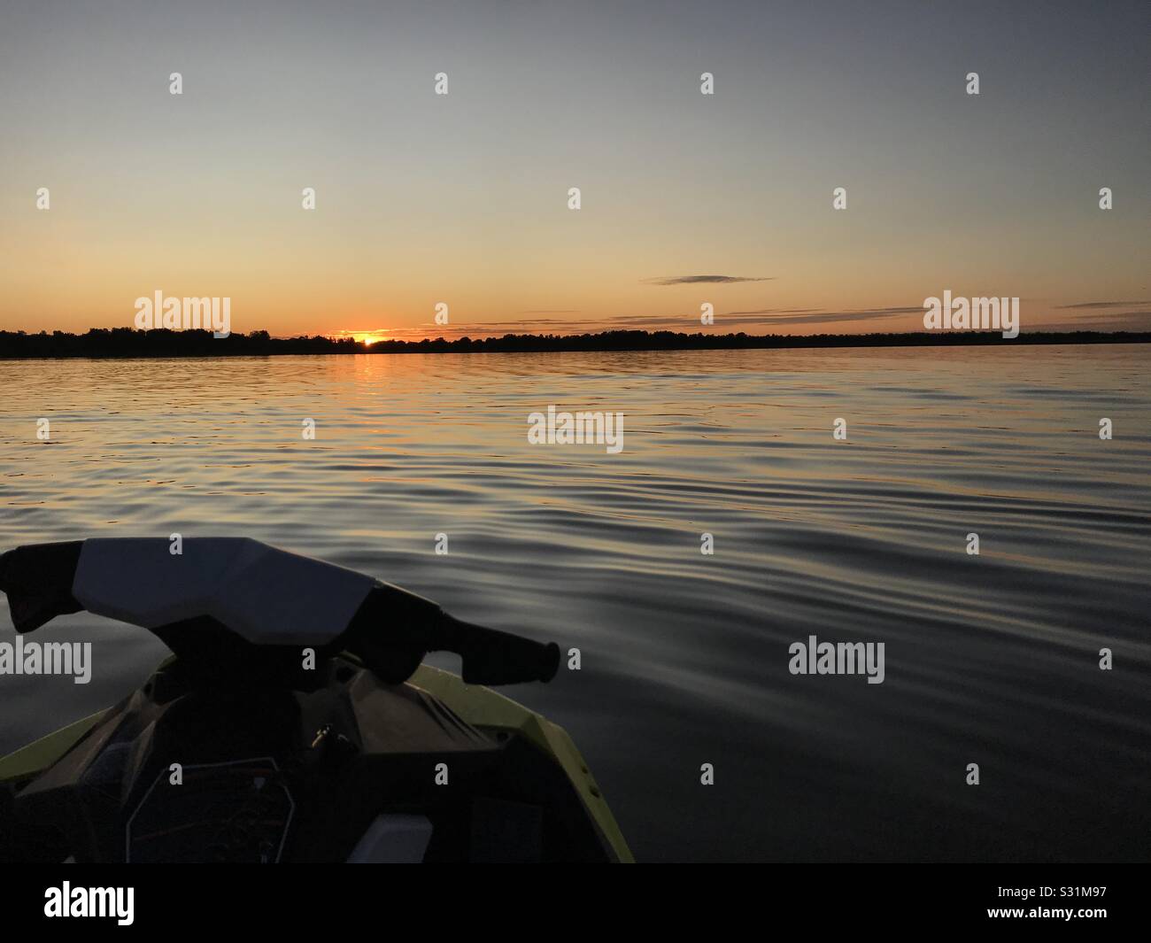 Summer night sunsets on lake Võrtsjärv in Estonia? Stock Photo