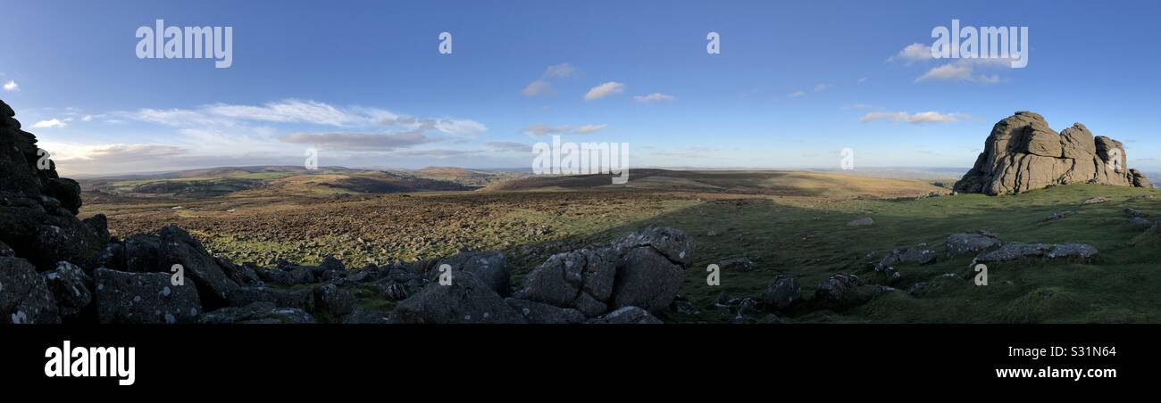 Haytor on Dartmoor Panoramic - Smartphone Captured Stock Image