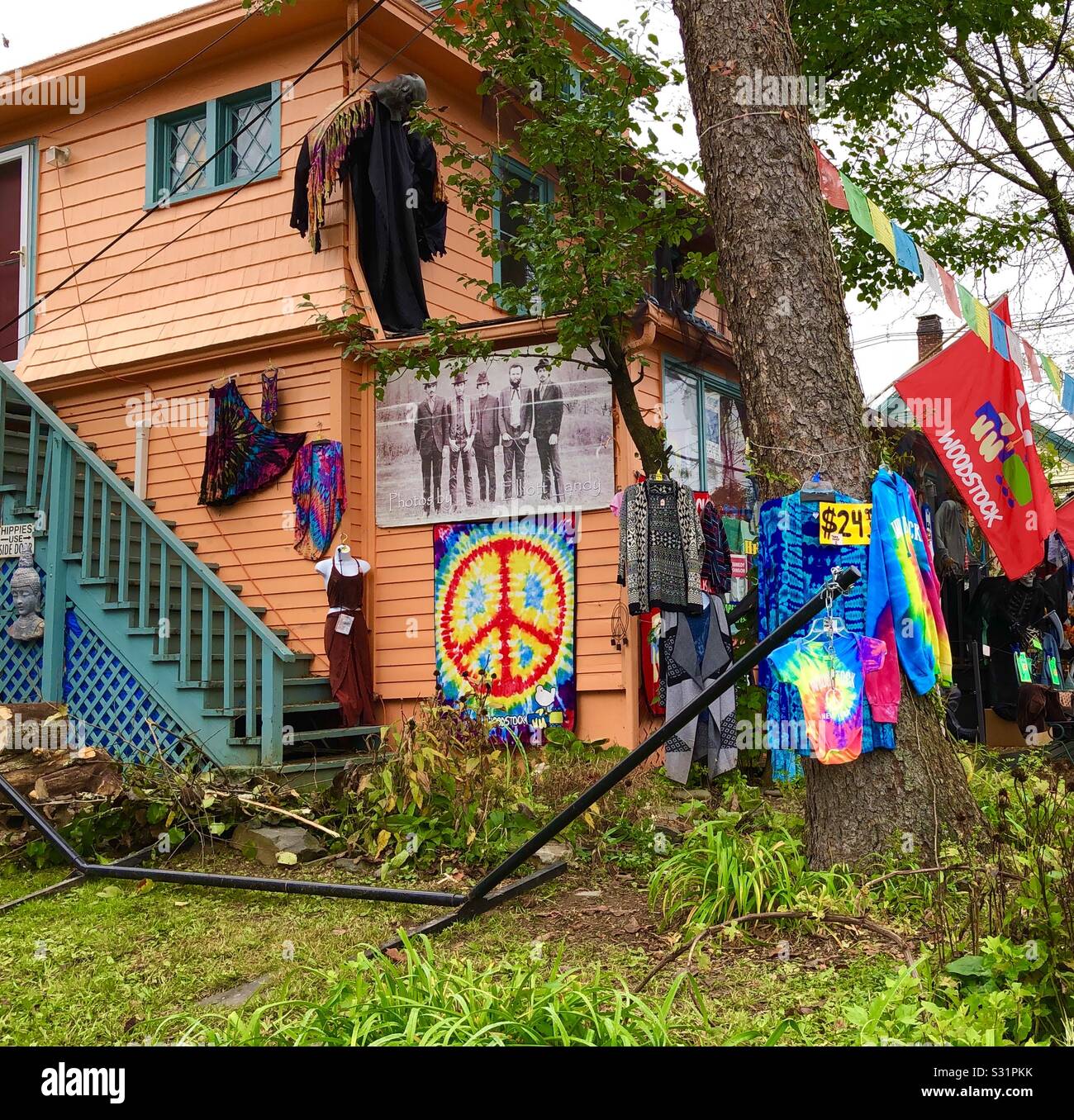 Shop in Woodstock, New York selling hippie souvenirs. - Smartphone Captured Stock Image