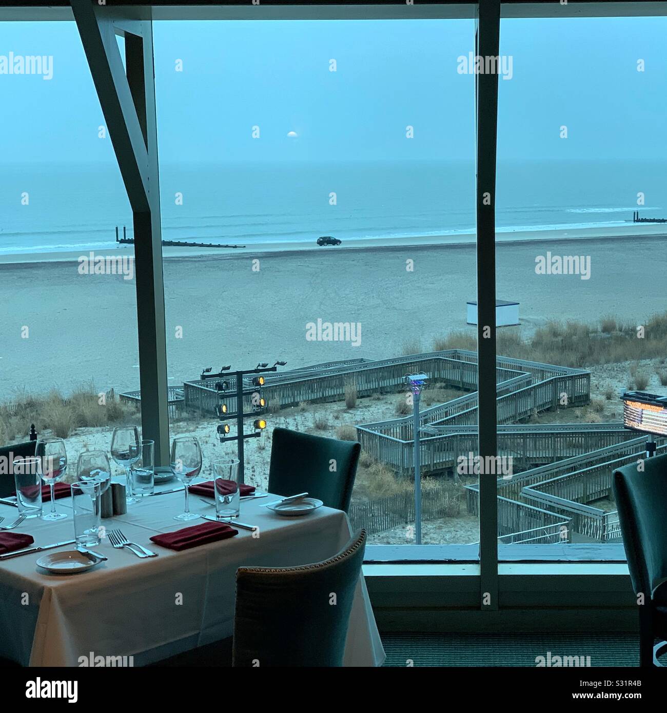 Ocean view dining at Nero’s Italian Steakhouse, Caesars, Atlantic City, New Jersey, United States - Smartphone Captured Stock Image