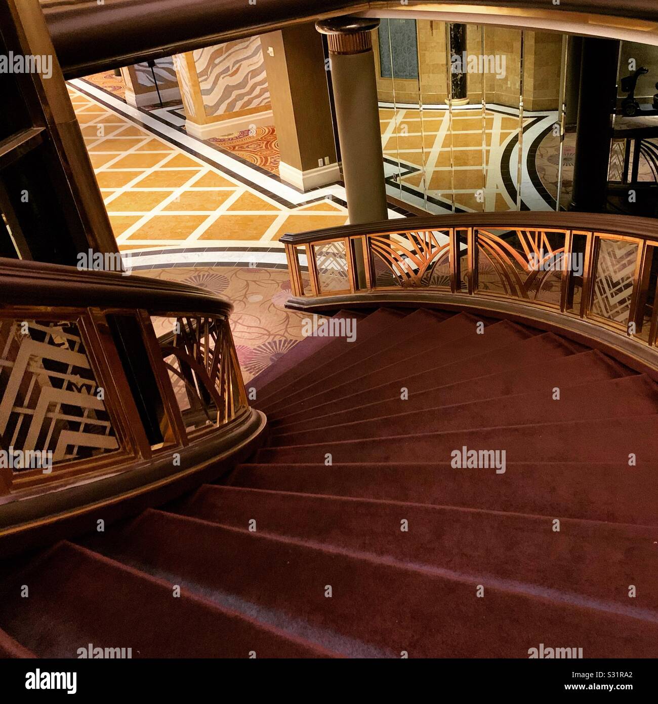 Stairway down from Nero’s Italian Steakhouse, Caesar’s, Atlantic City, New Jersey, United States Stock Photo