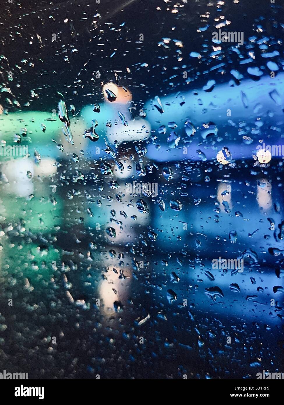 Rain drops on a glass window Stock Photo