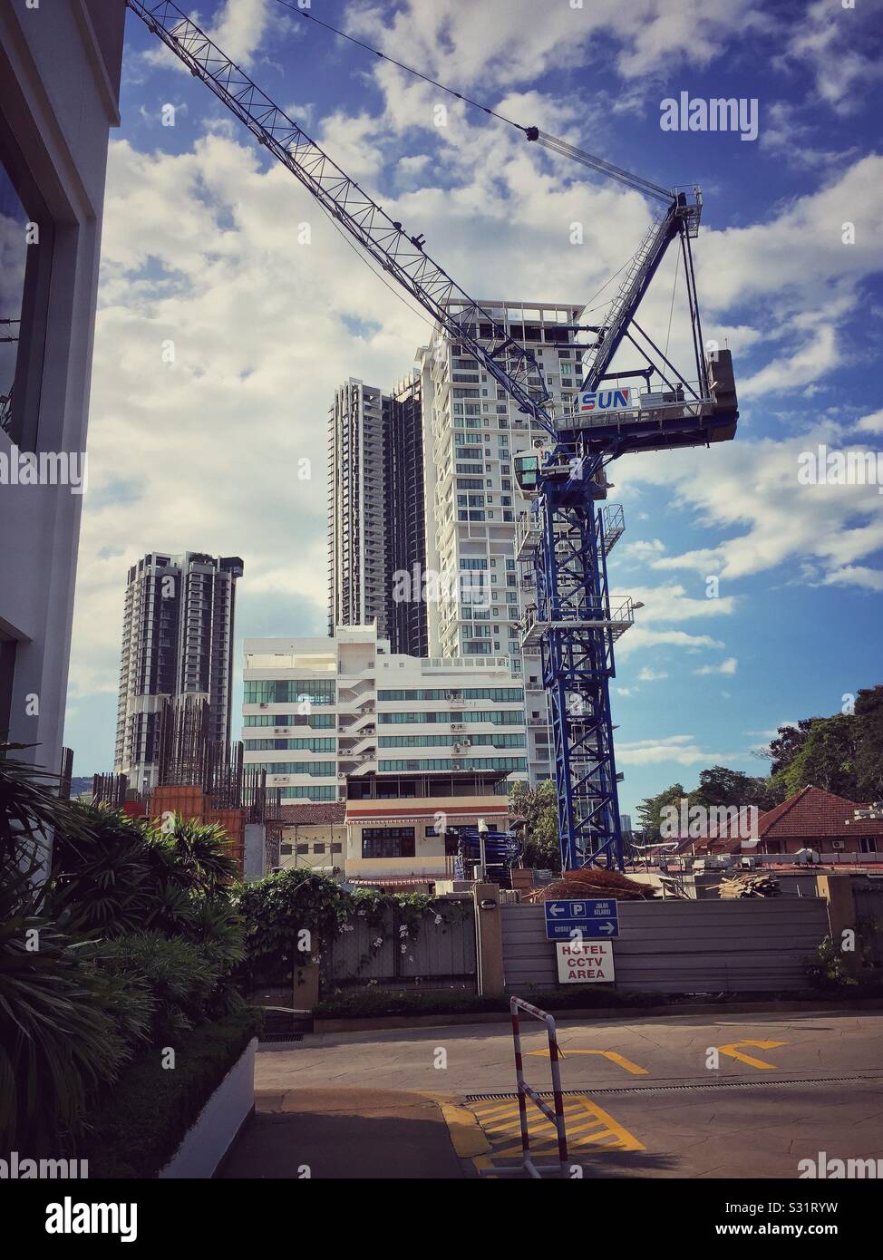 Crane lifting machine. - Smartphone Captured Stock Image