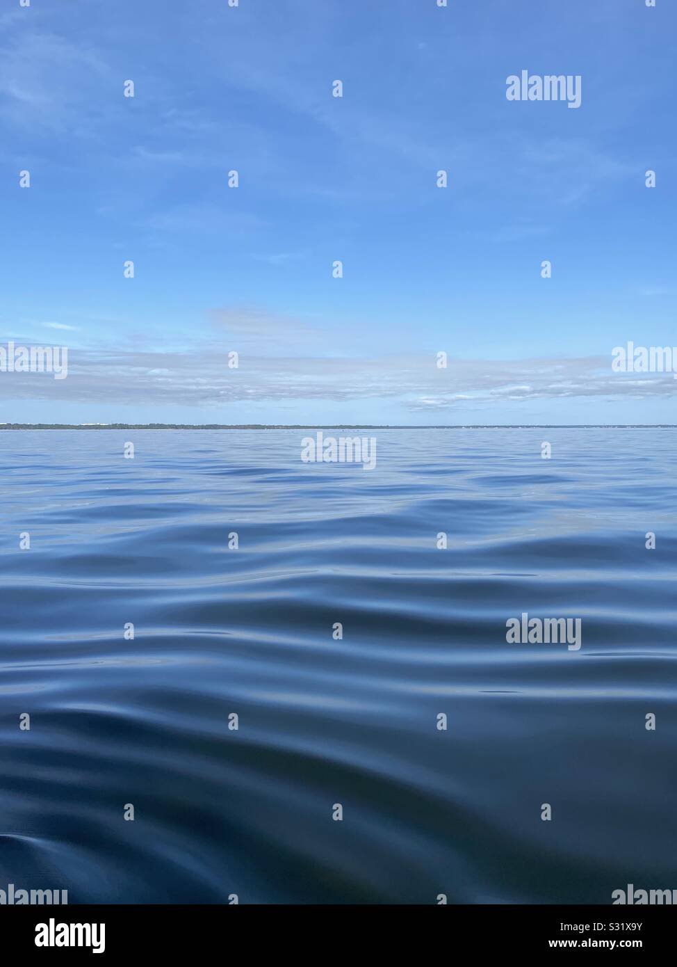 Ripples in the open water of the Gulf of Mexico from a boats view Stock ...
