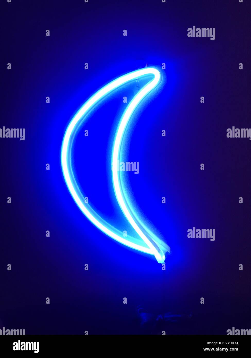 Neon moon sign Stock Photo Alamy