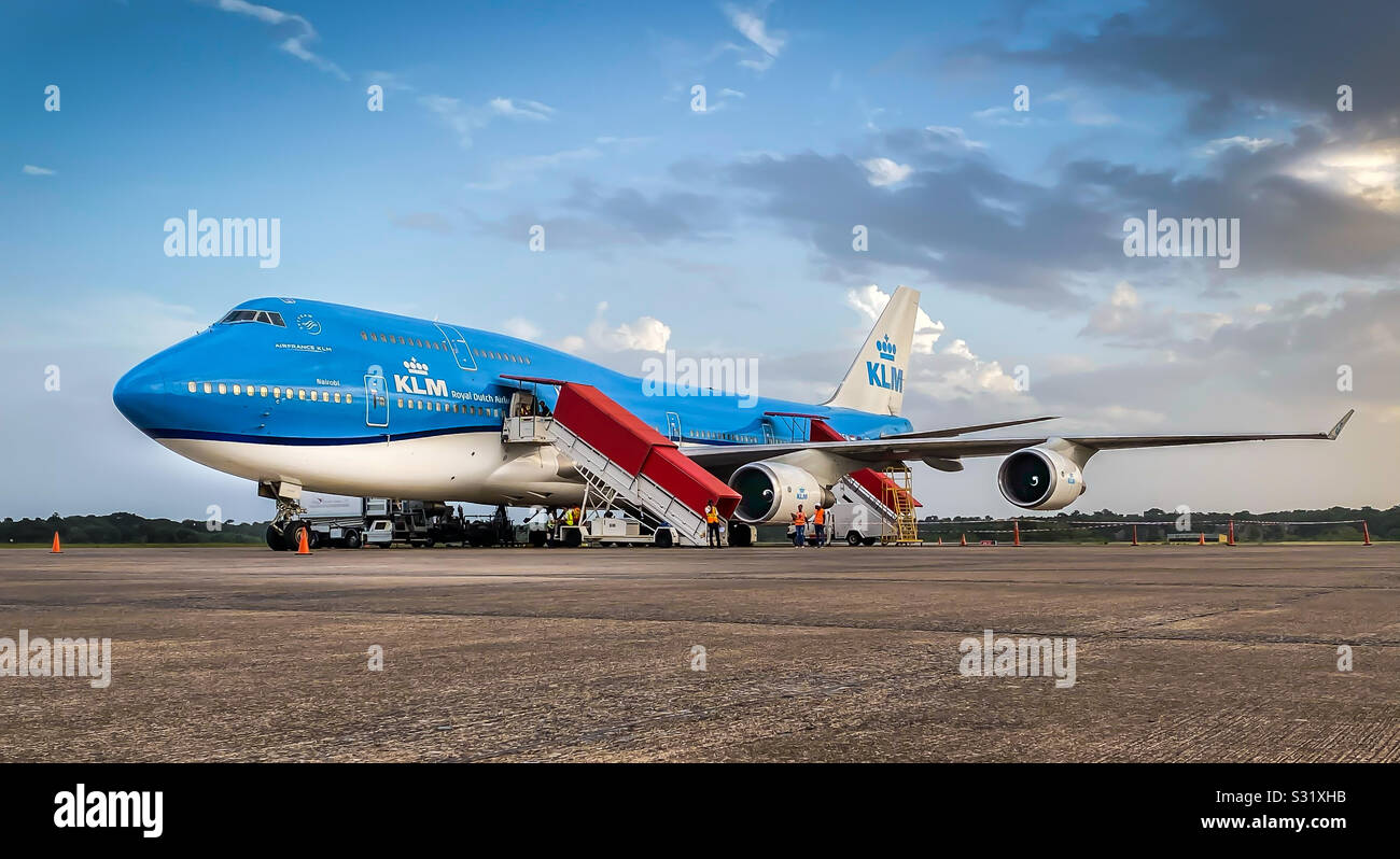 KLM Royal Dutch Airlines parked at Paramaribo airport Stock Photo Alamy