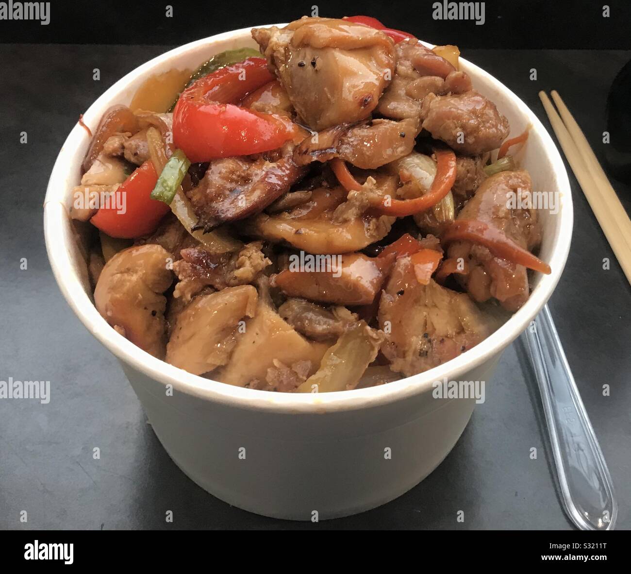 Chicken Teriyaki on the run. - Smartphone Captured Stock Image