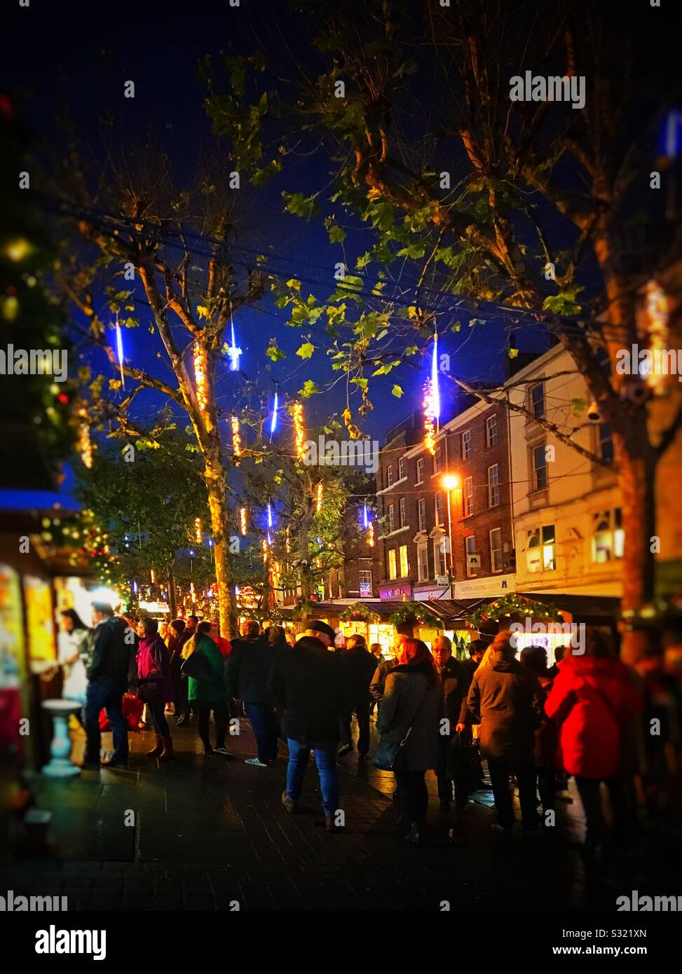 People tourists visitors at the Christmas Market York North Yorkshire England UK United Kingdom GB Great Britain - Smartphone Captured Stock Image