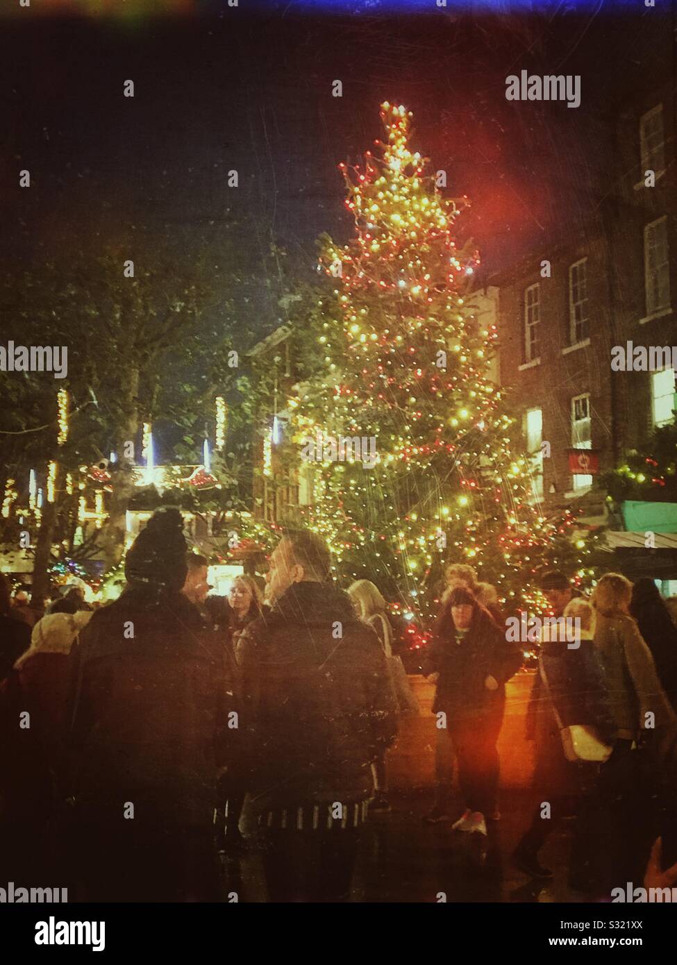 People visiting Christmas Market York North Yorkshire England UK - Smartphone Captured Stock Image