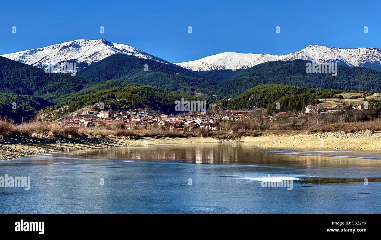 Rilla mountains and the small village of Dobarsko - Smartphone Captured Stock Image