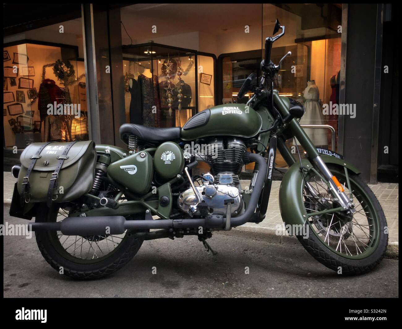 Vintage motorcycle, Mora d’Ebre, Catalonia, Spain. - Smartphone Captured Stock Image