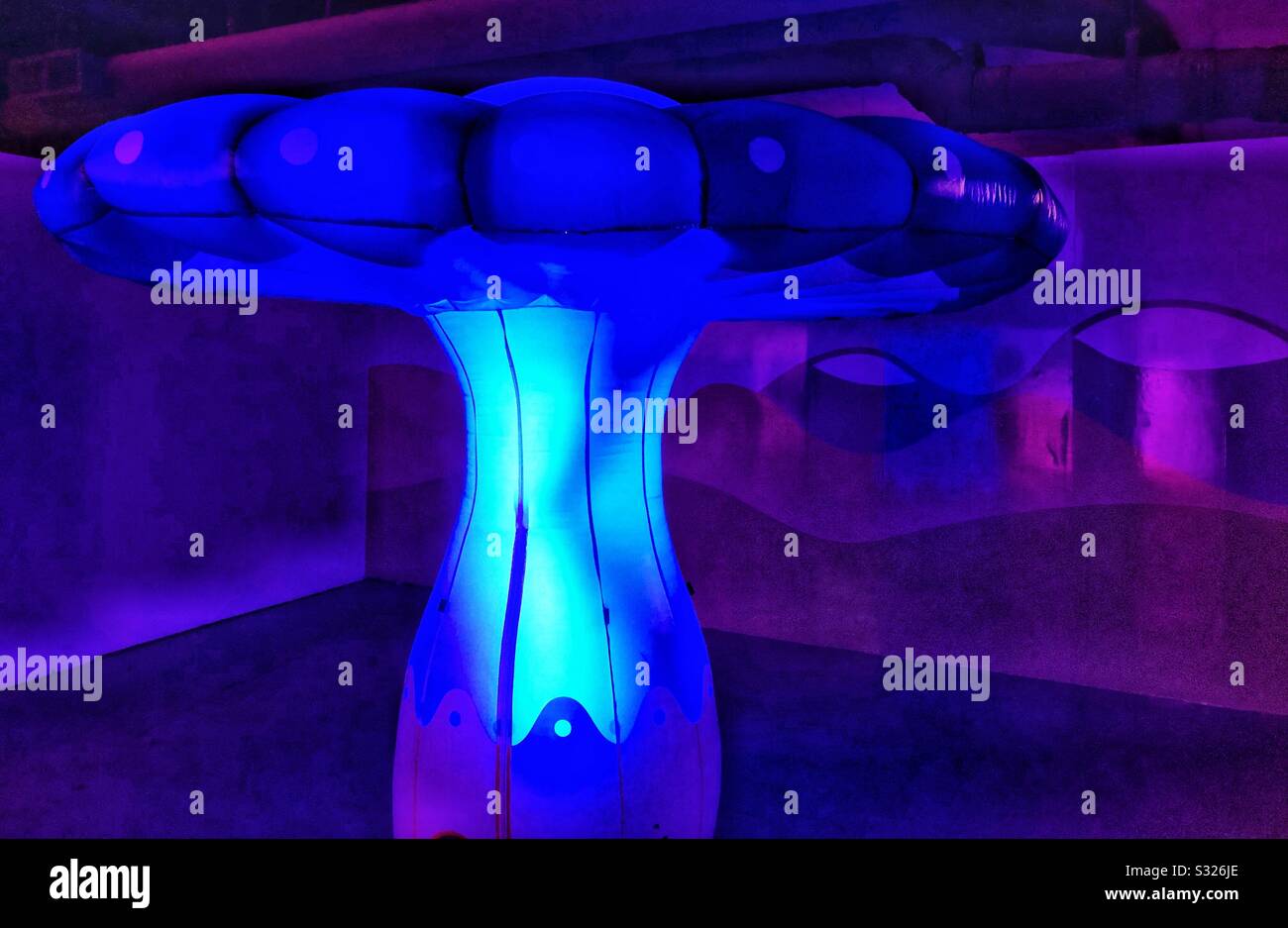 An illuminated mushroom display at Toronto’s Light Fest. - Smartphone Captured Stock Image