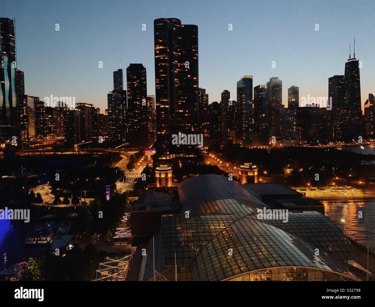 Chicago night lights Stock Photo Alamy
