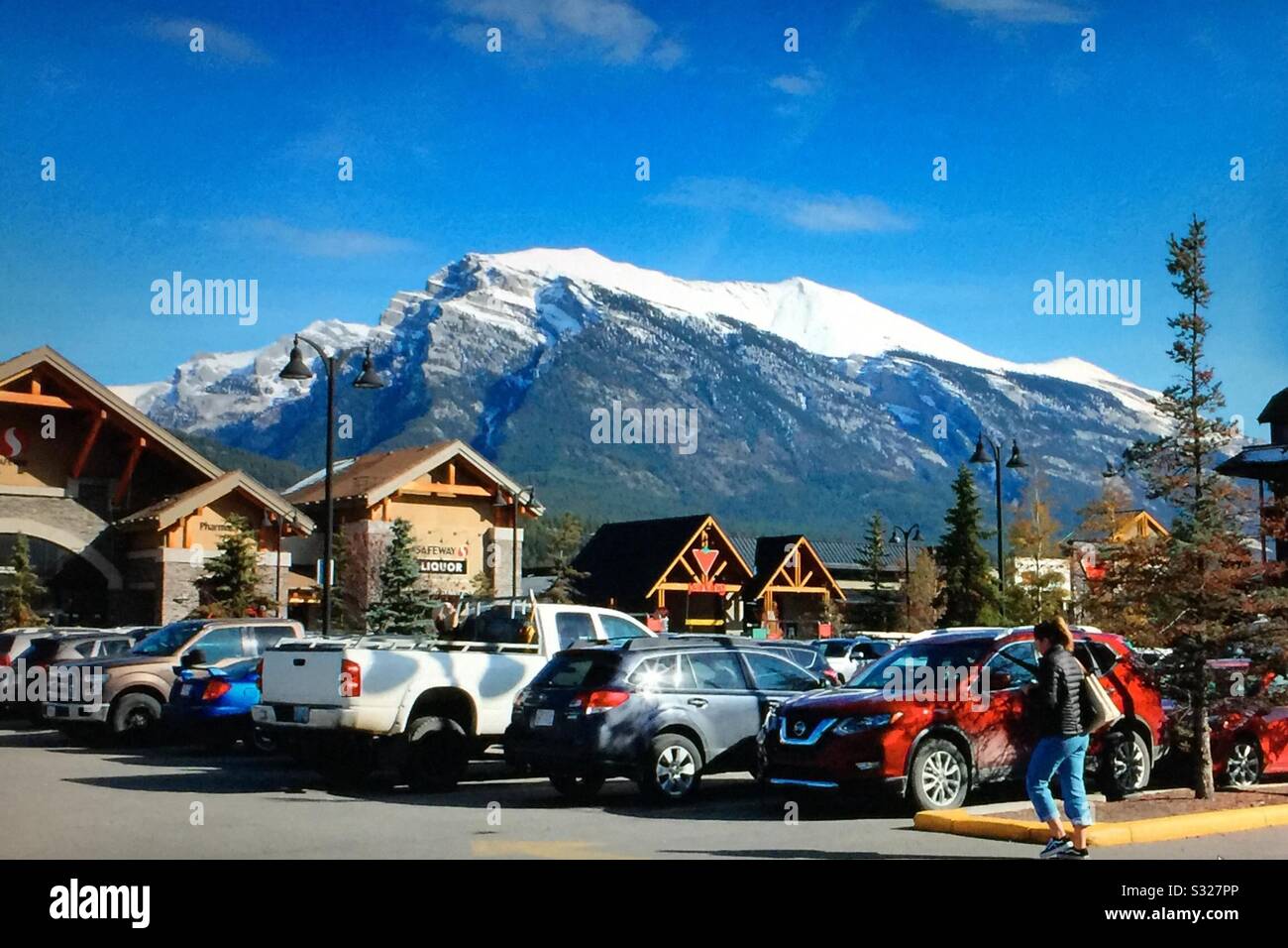 Downtown Canmore, Canadian Rocky Mountains, Alberta, Canada Stock Photo