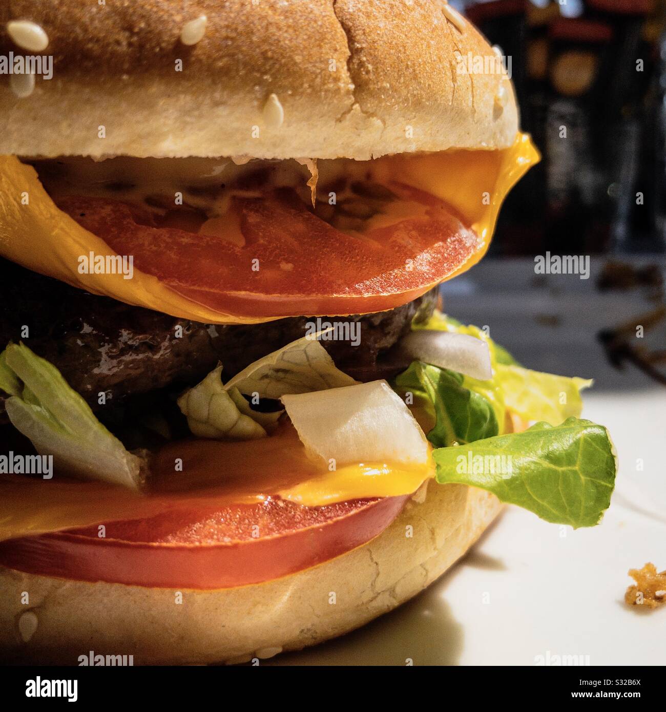 A stacked hamburger - Smartphone Captured Stock Image