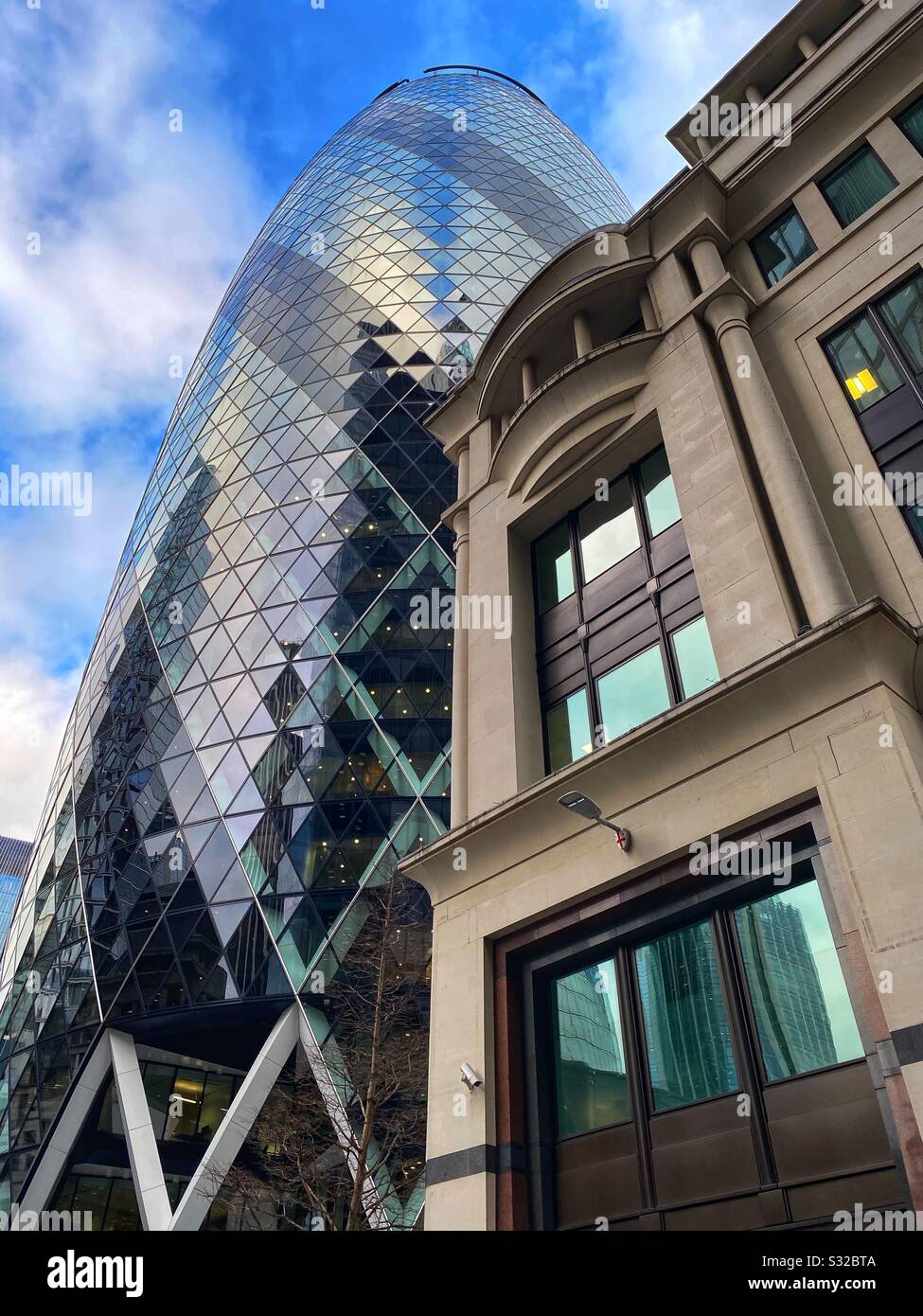 The Gherkin skyscraper in London, England January 2020 - Smartphone Captured Stock Image