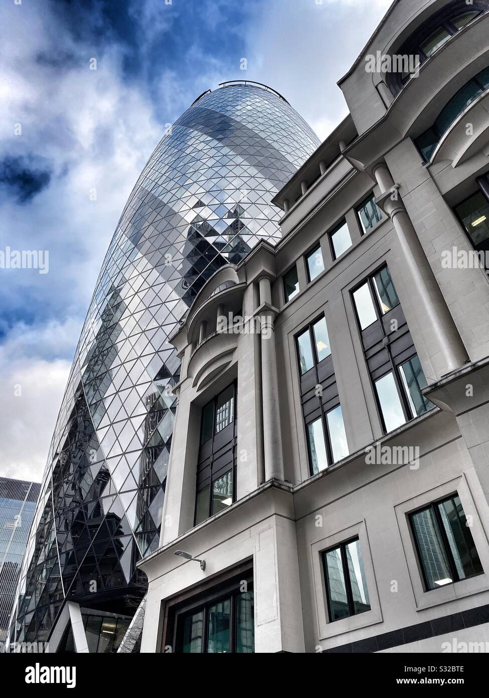 The Gherkin skyscraper in London, England January 2020 - Smartphone Captured Stock Image