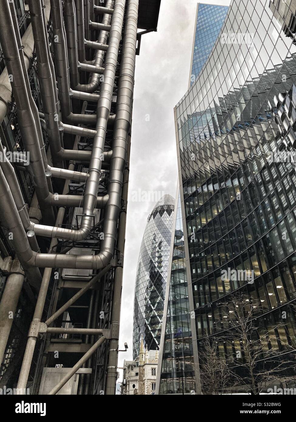 The Gherkin skyscraper in London, England in January 2020 - Smartphone Captured Stock Image