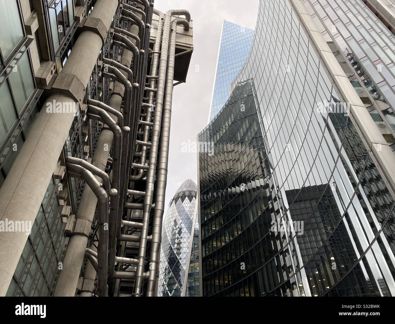 The Gherkin skyscraper in London, England in January 2020 - Smartphone Captured Stock Image
