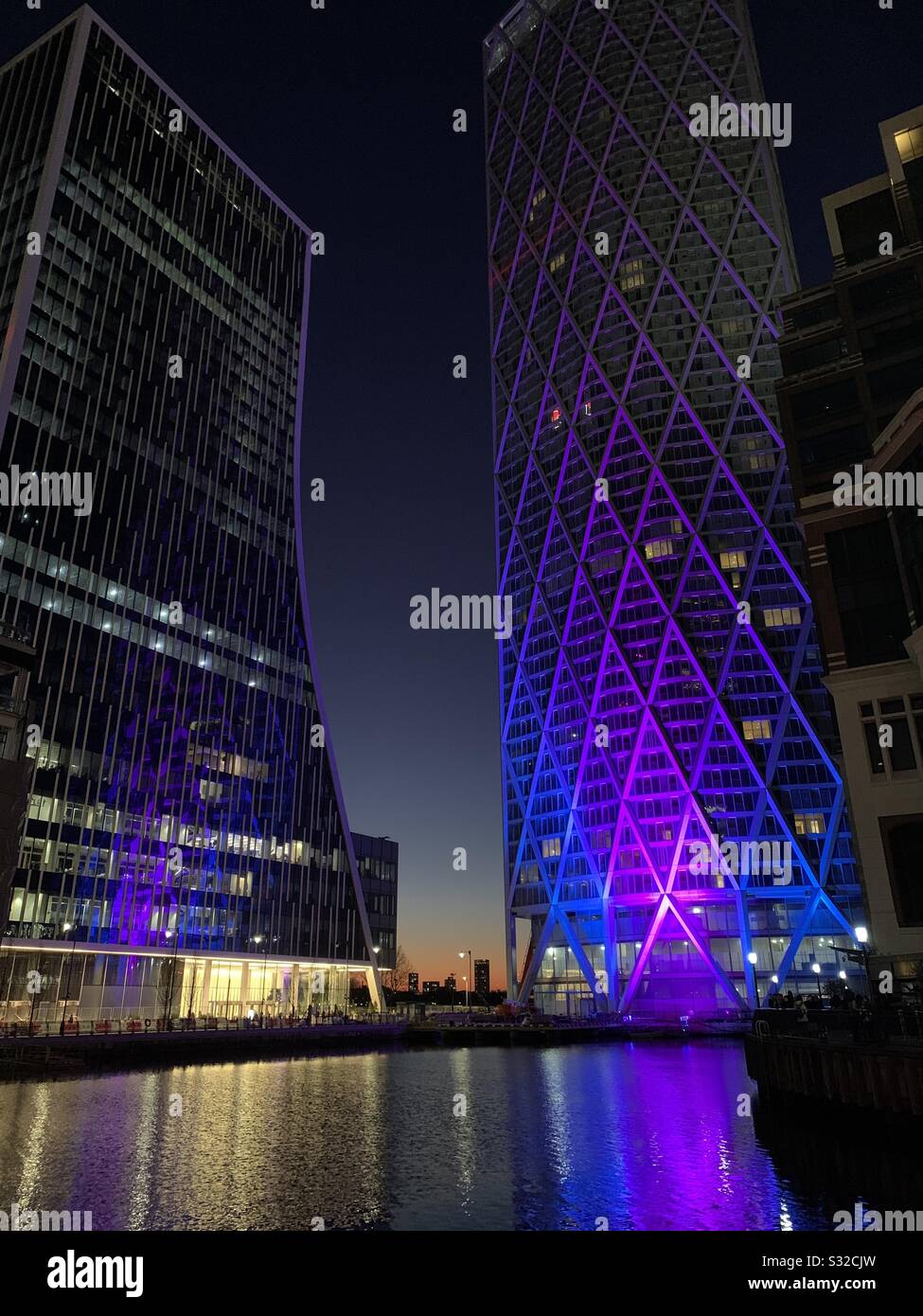 Winter Lights at Canary Wharf London 2020 Stock Photo