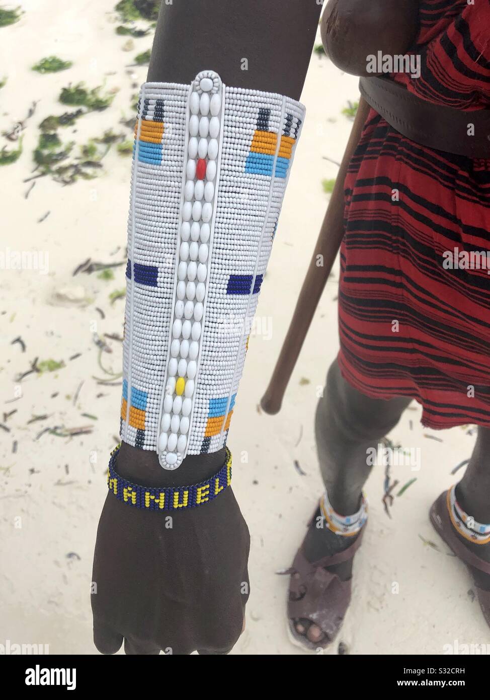 Traditional Masai warrior beaded bracelet Stock Photo