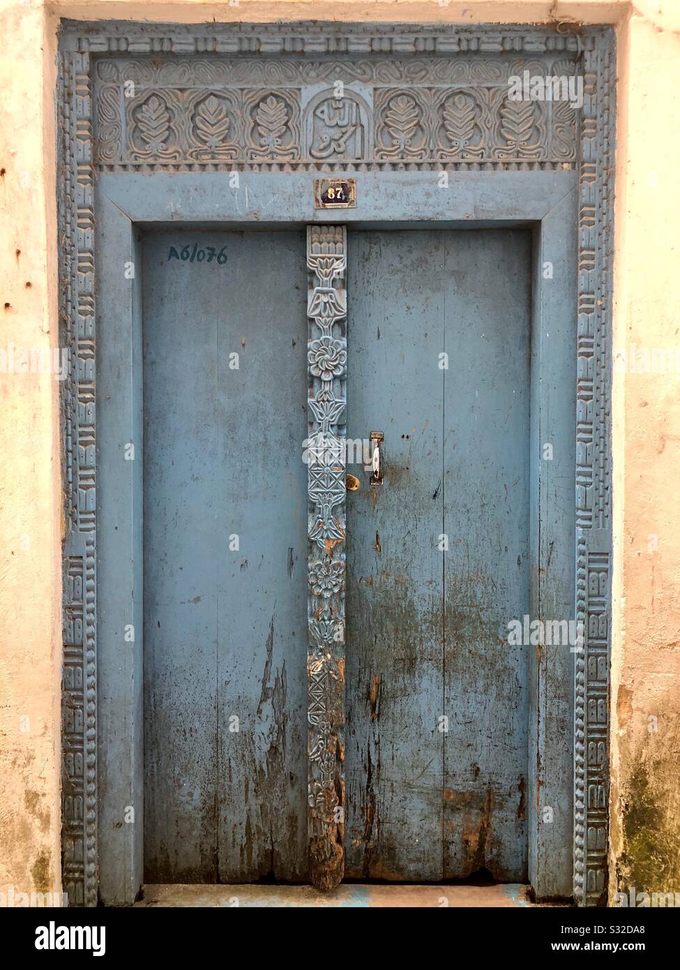 Carved wooden doors of stone town Stock Photo - Alamy