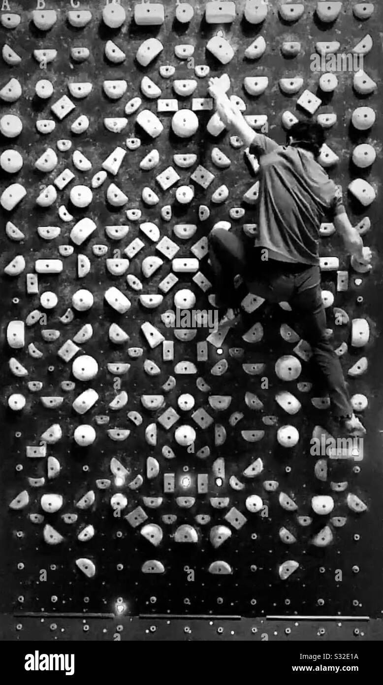 Rock climbing wall Stock Photo Alamy