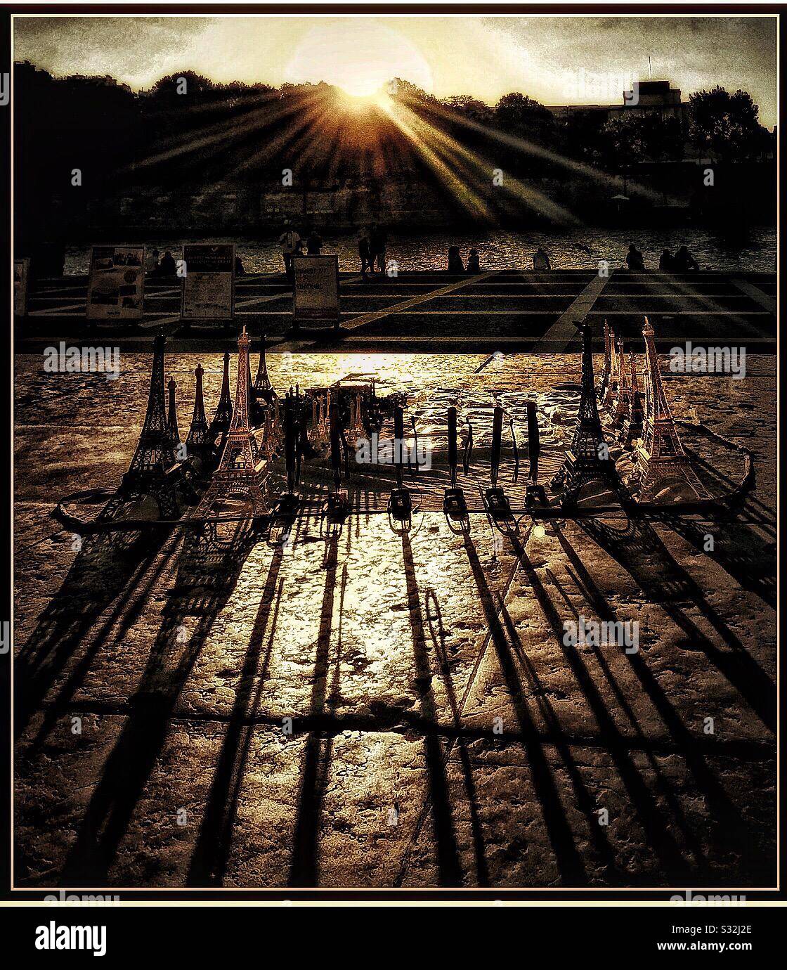 Sunset over Paris. - Smartphone Captured Stock Image