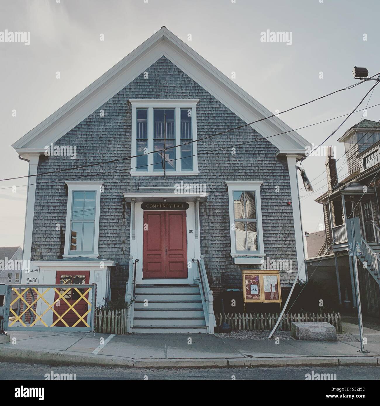 Community Hall, Woods Hole, Falmouth, Cape Cod, Massachusetts, United States - Smartphone Captured Stock Image