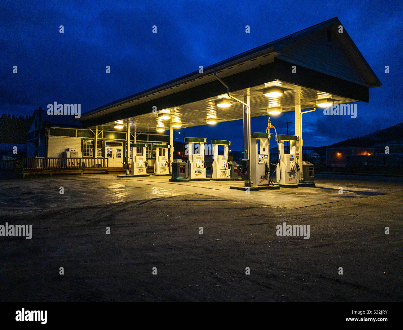 Yukon Territory gas station Stock Photo Alamy