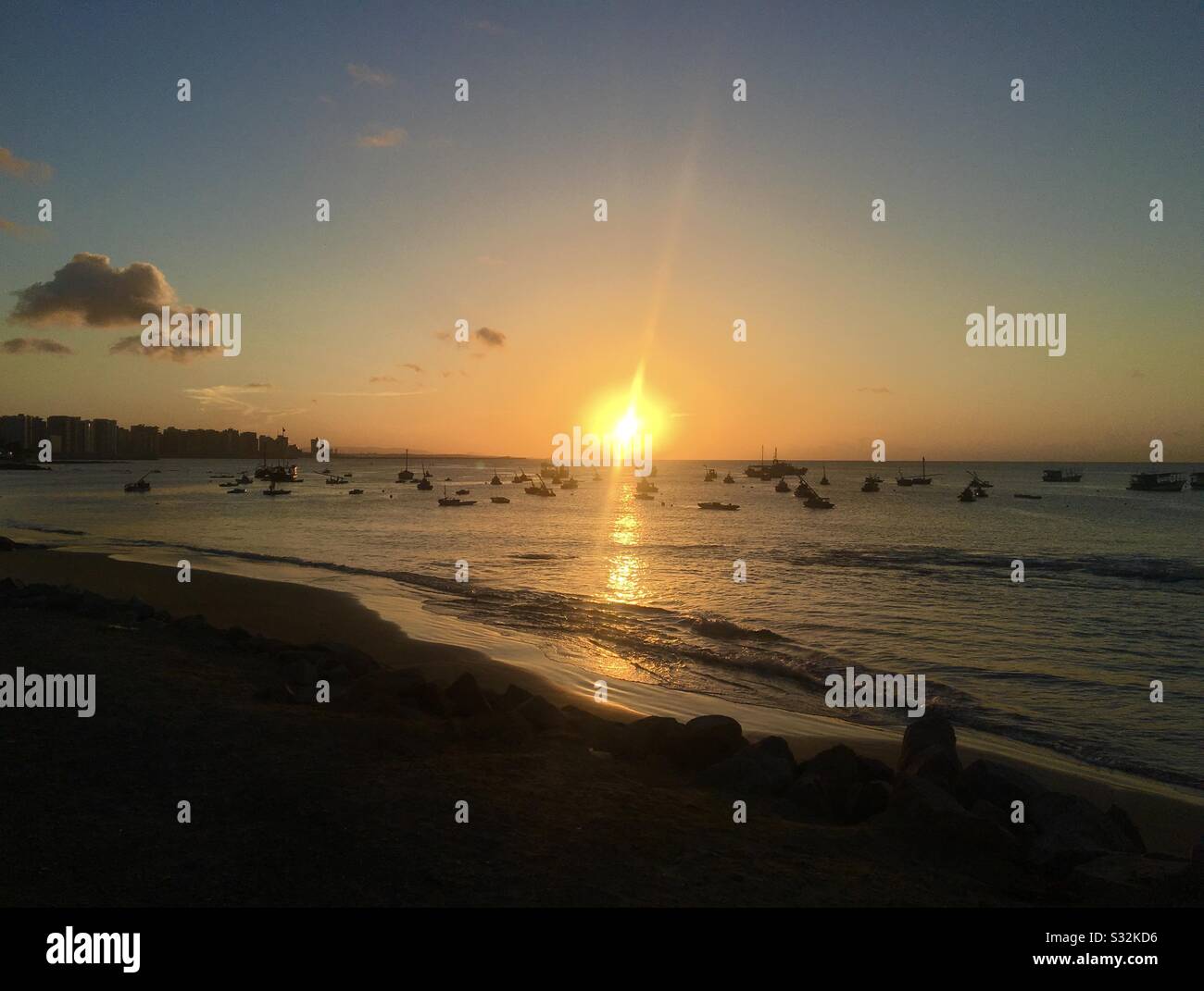Sunset at the Beach in Fortaleza Brazil Stock Photo