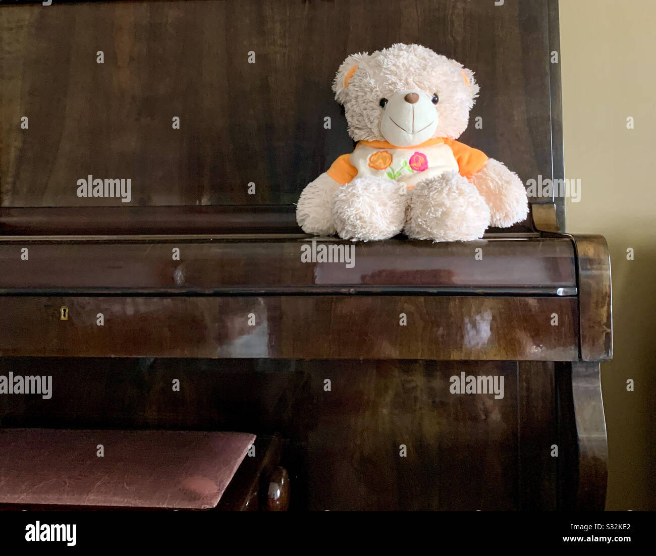 Piano and teddy bear Stock Photo