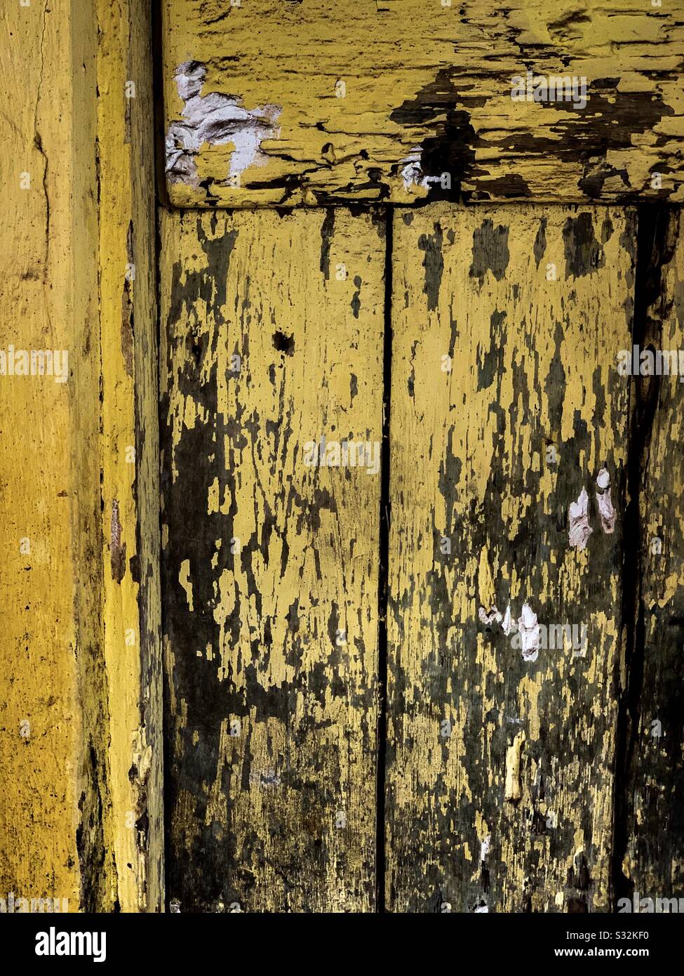 Old yellow wooden door Stock Photo