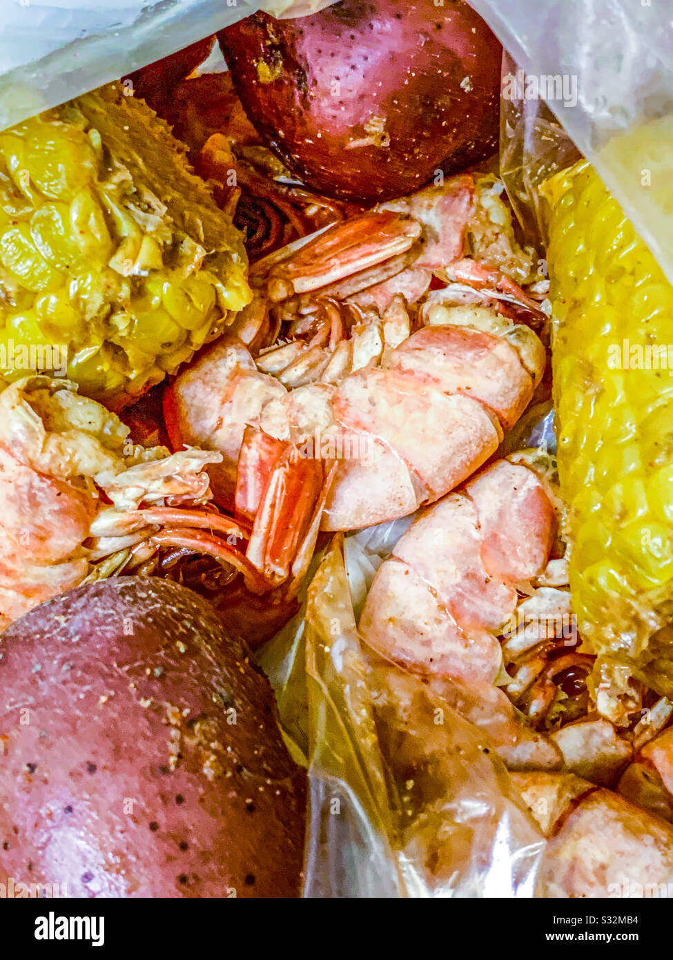 Cajun shrimp boil Stock Photo