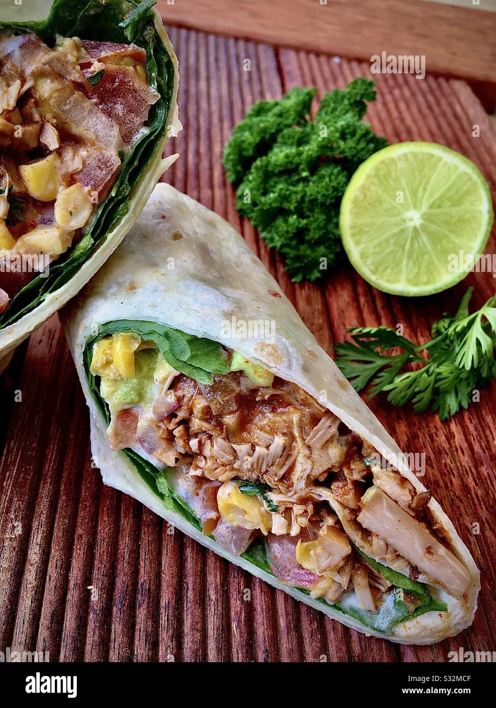 Pulled jackfruit vegan wrap - Smartphone Captured Stock Image