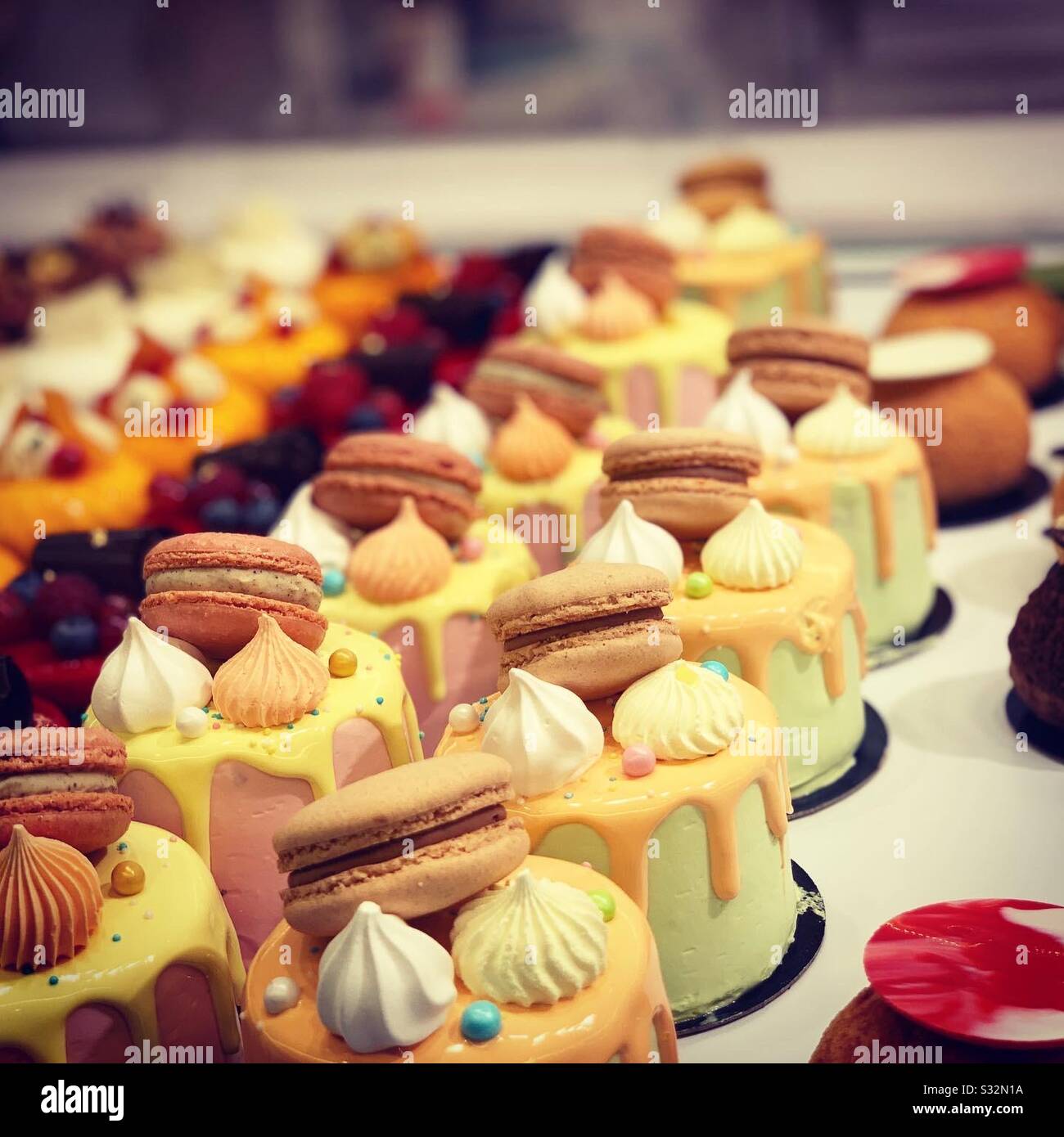 Delicious mix mini cakes Close up Stock Photo