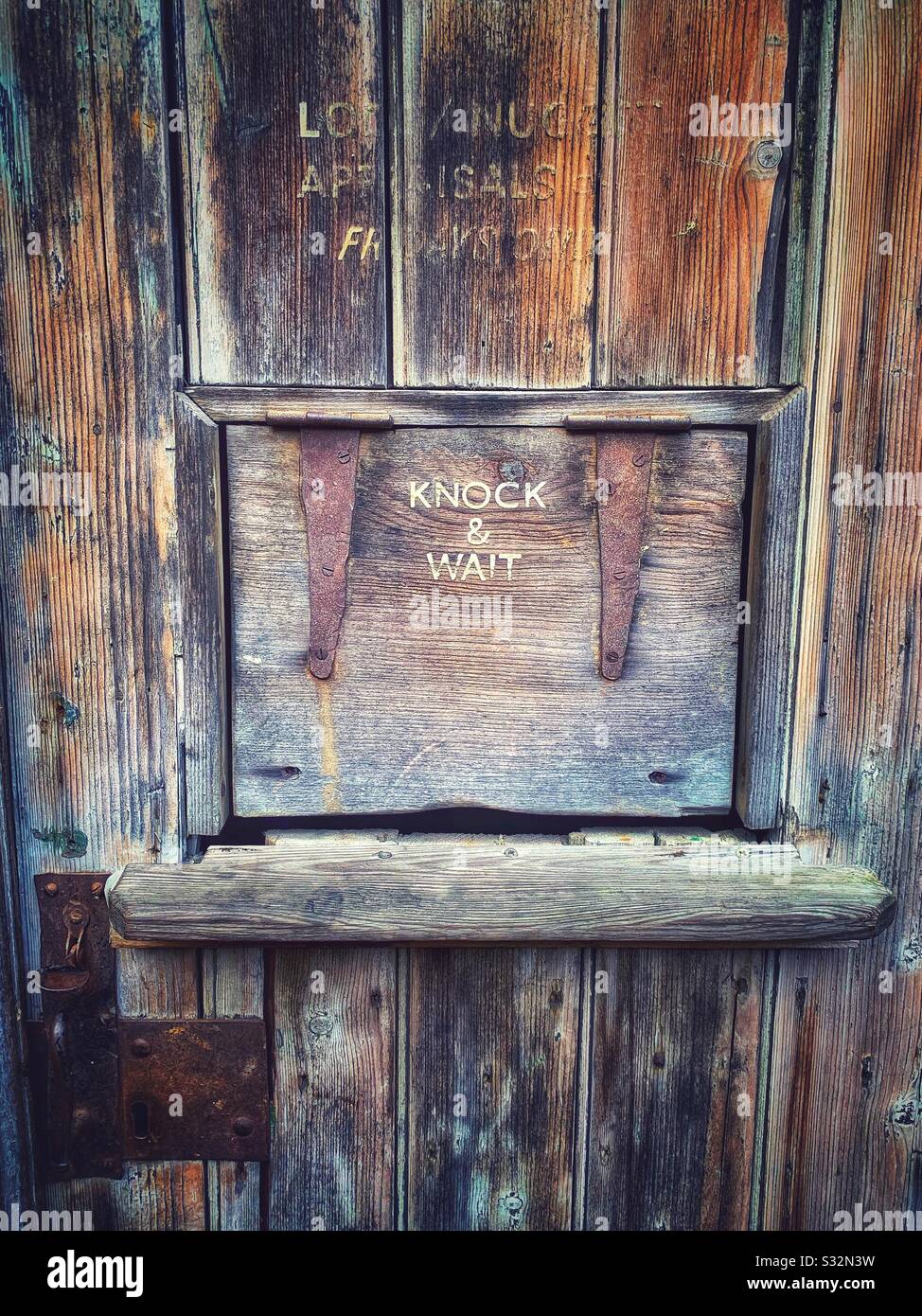 Wooden Wild West door hatch Stock Photo