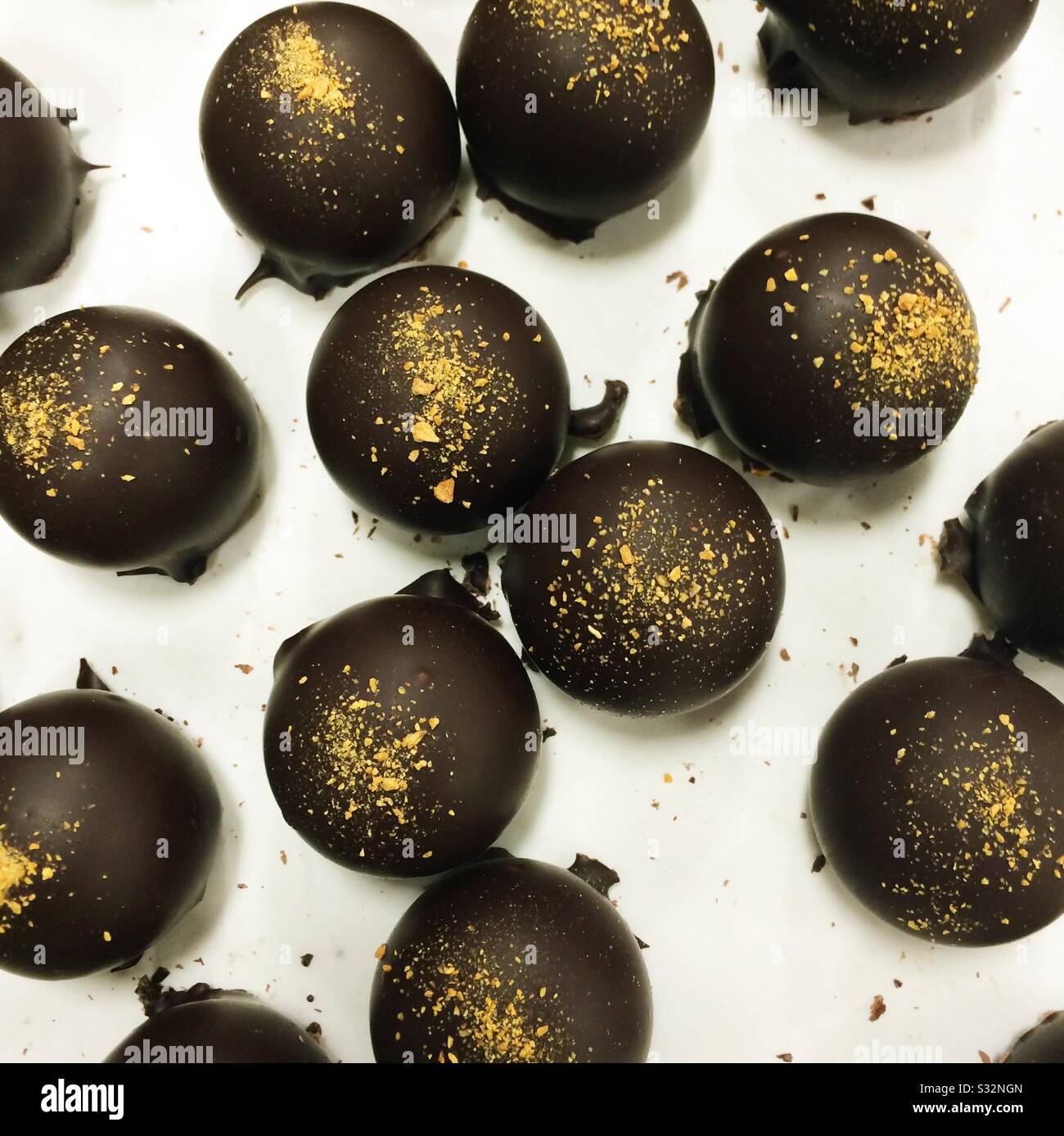 Abundance of freshly made chocolate truffles - Smartphone Captured Stock Image