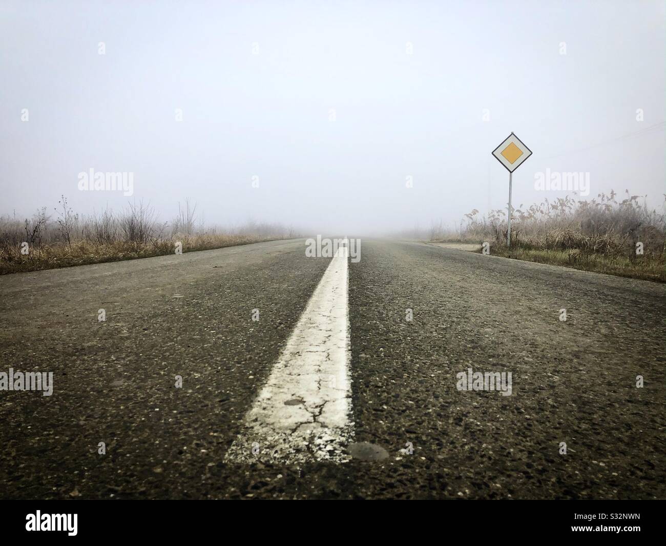 Fog on the road - Smartphone Captured Stock Image