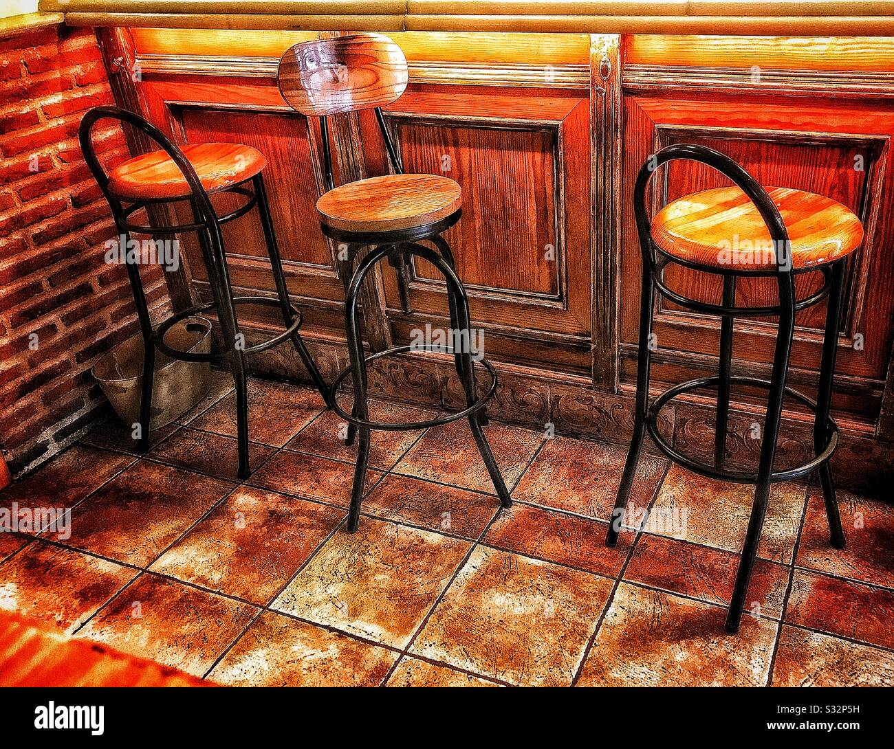 Three bar stool Stock Photo