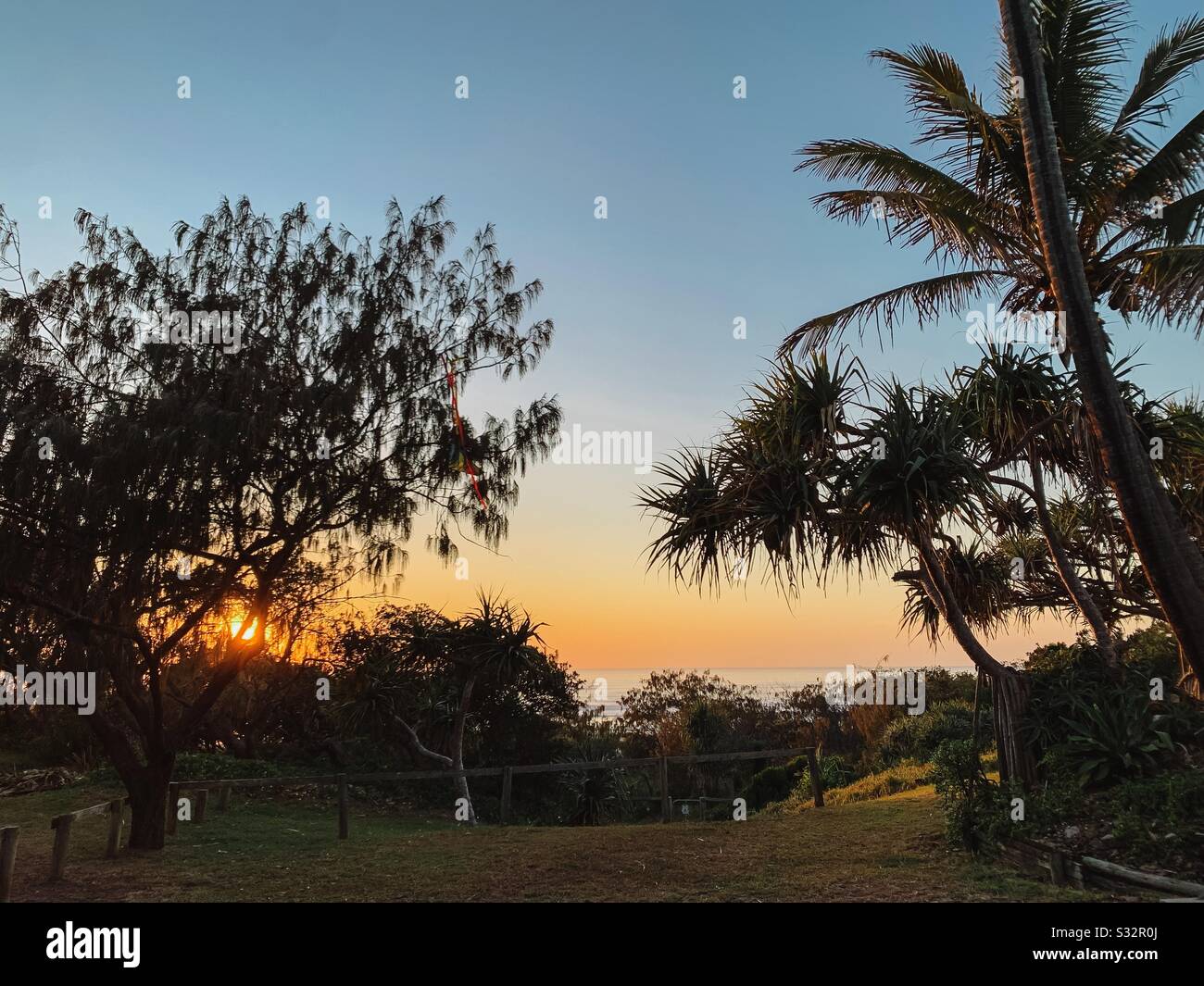 Sunrise on Fraser Island, QLD Australia Stock Photo