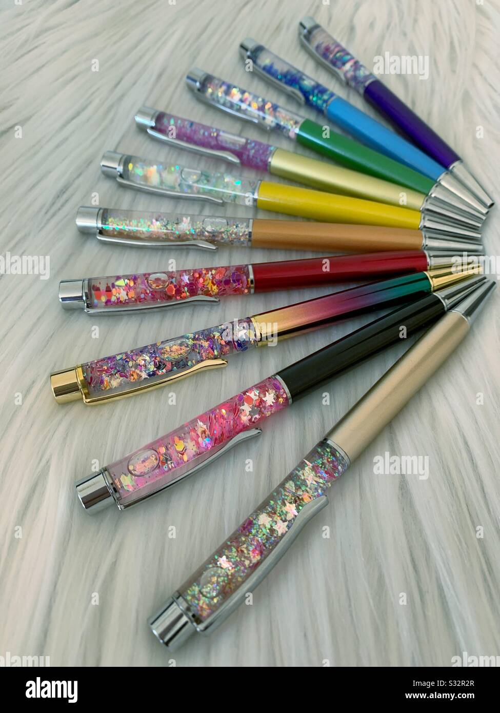 Handmade Floating Glitter Pens Stock Photo