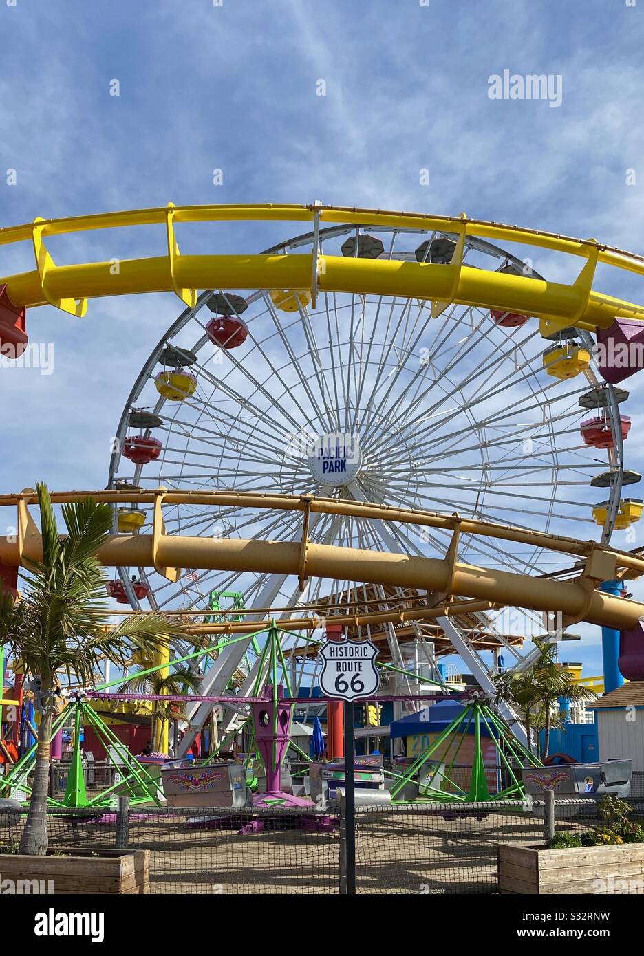 Pacific Park amusement rides in Los Angeles, California on Santa Monica Pier Stock Photo
