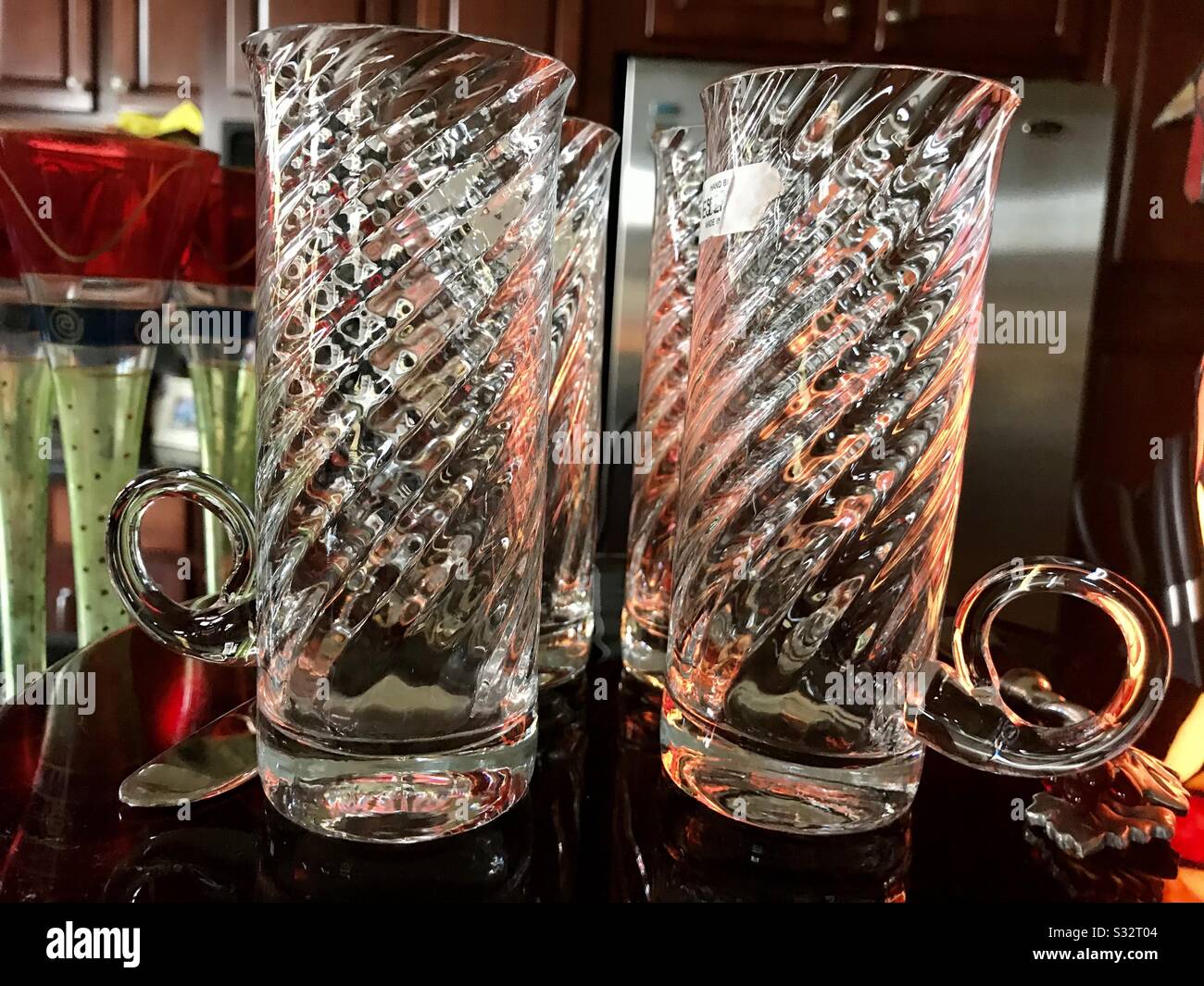 Glasses lit up Stock Photo