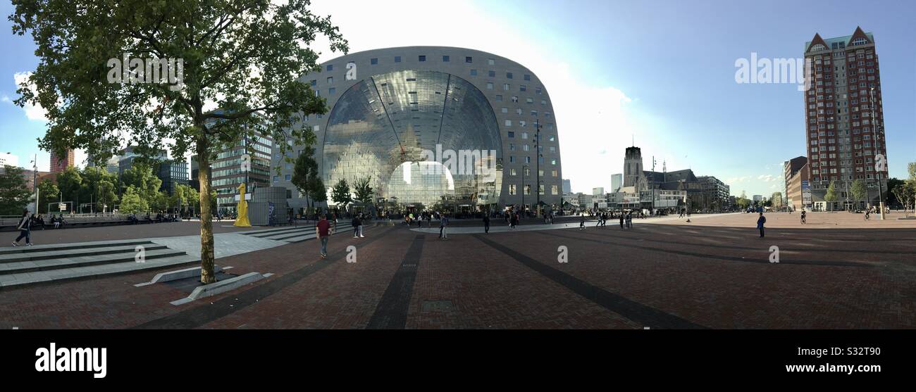 Panorama of Local Market called Markthal in Rotterdam The Netherlands Stock Photo