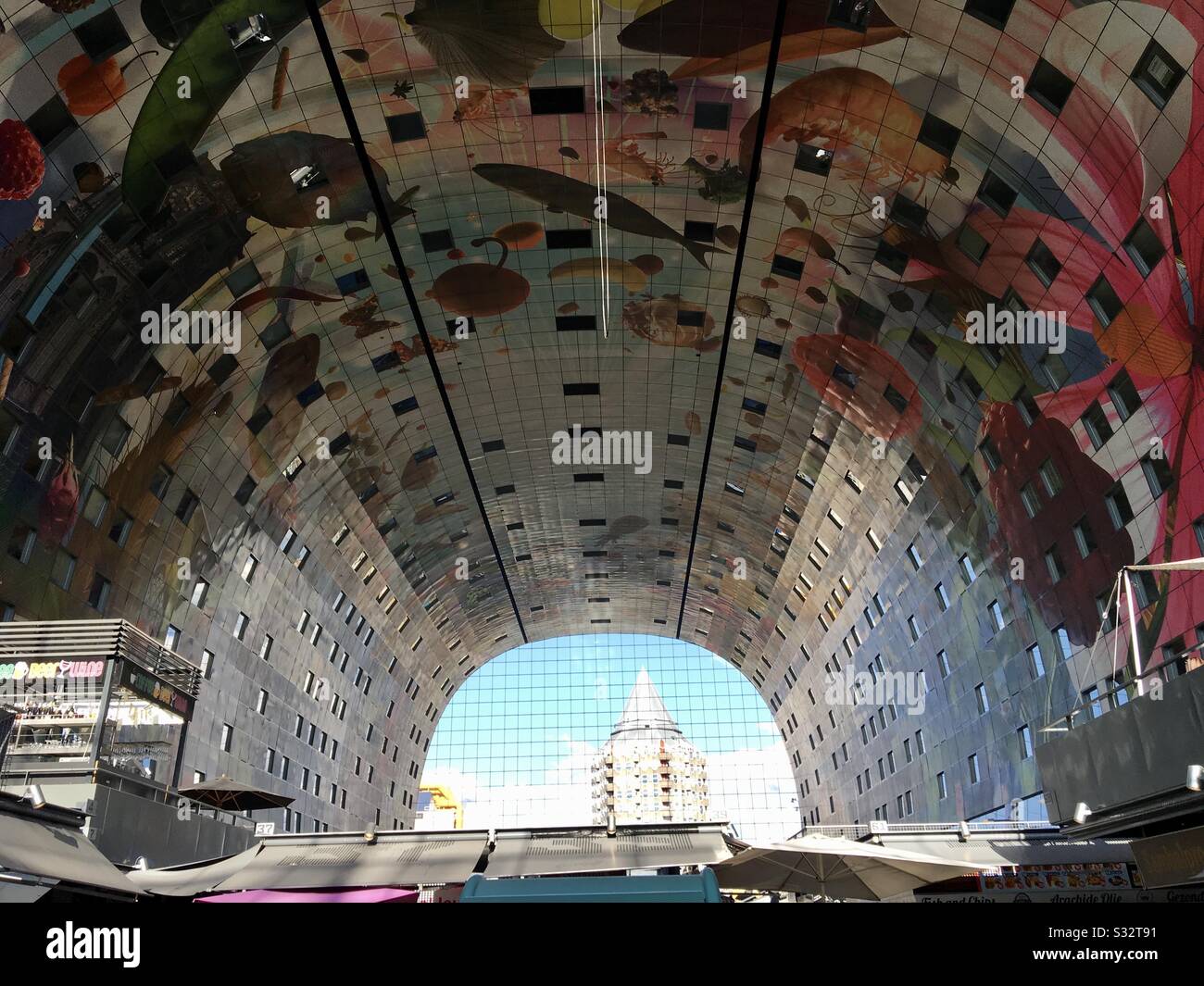 Local Market called Markthal in Rotterdam The Netherlands Stock Photo