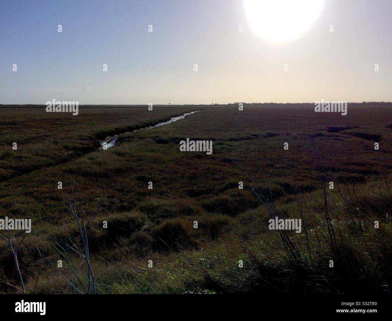 Winter view over Pegwell Bay from Nature Reserve - Smartphone Captured Stock Image