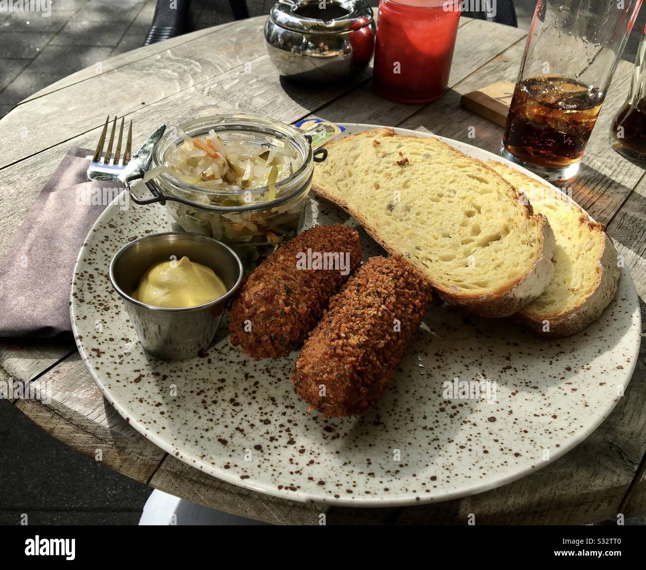 Dutch food. Croquet and bread Stock Photo Alamy